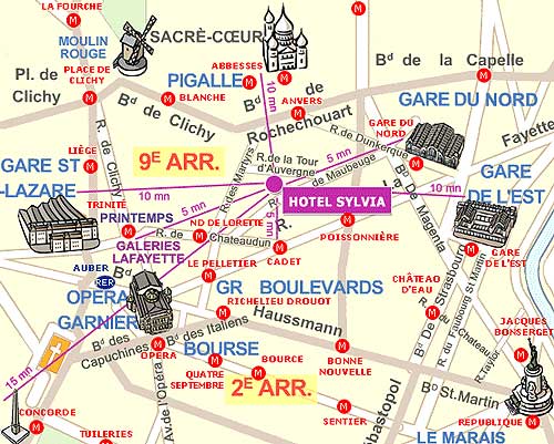 GALERIES LAFAYETTE. MAP OF, PLAN DE PARIS.