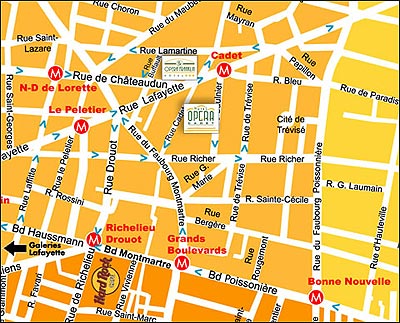 Hotel Opera Cadet Paris : Plan et accÃ¨s Ã  l'hÃ´tel. map 1